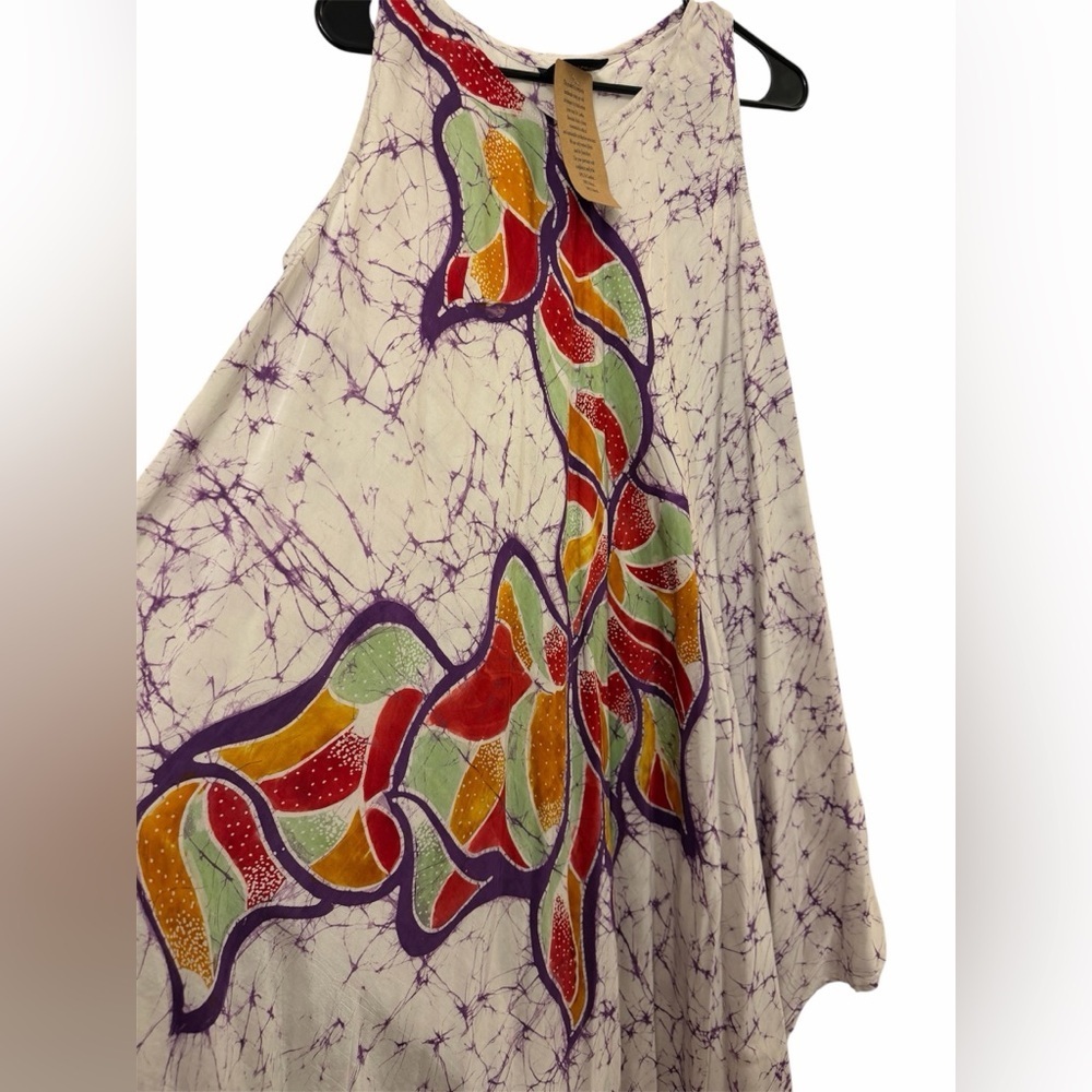 HAND MADE Sleeveless Floral summer Batik Dress - Picture 4 of 12